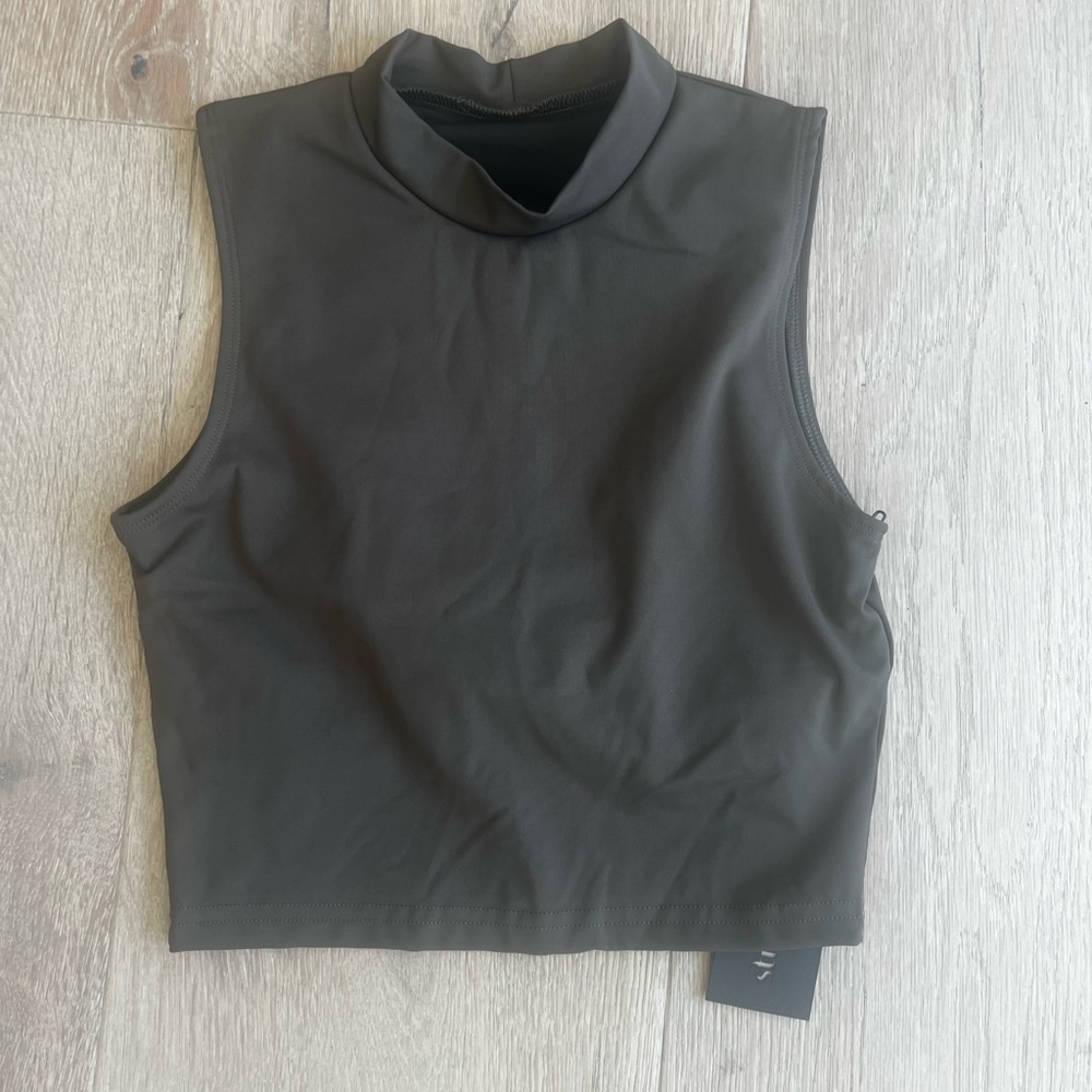 NWT Strut This workout crop mock neck tank - olive - size small - Picture 3 of 6